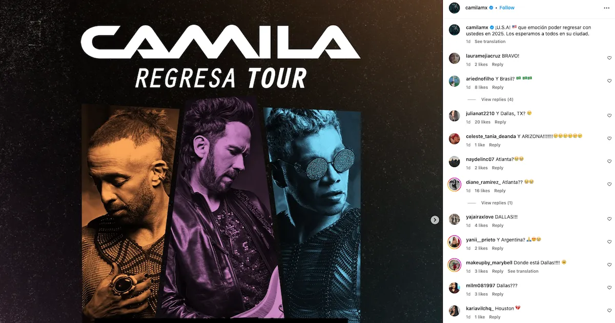 Camila live tour poster 2026